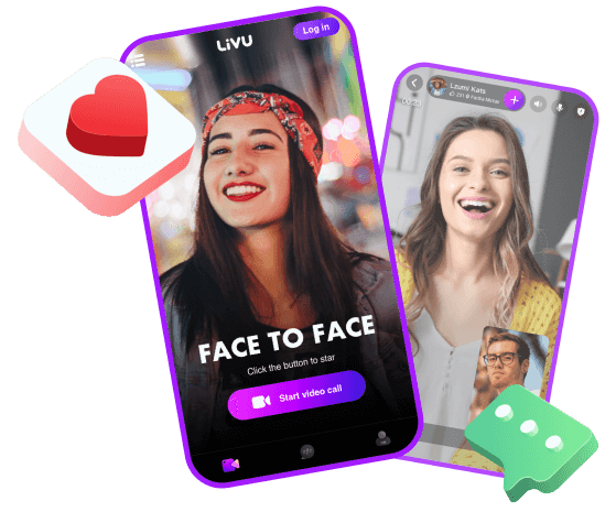1-on-1 Live video chat interface on LivU app.